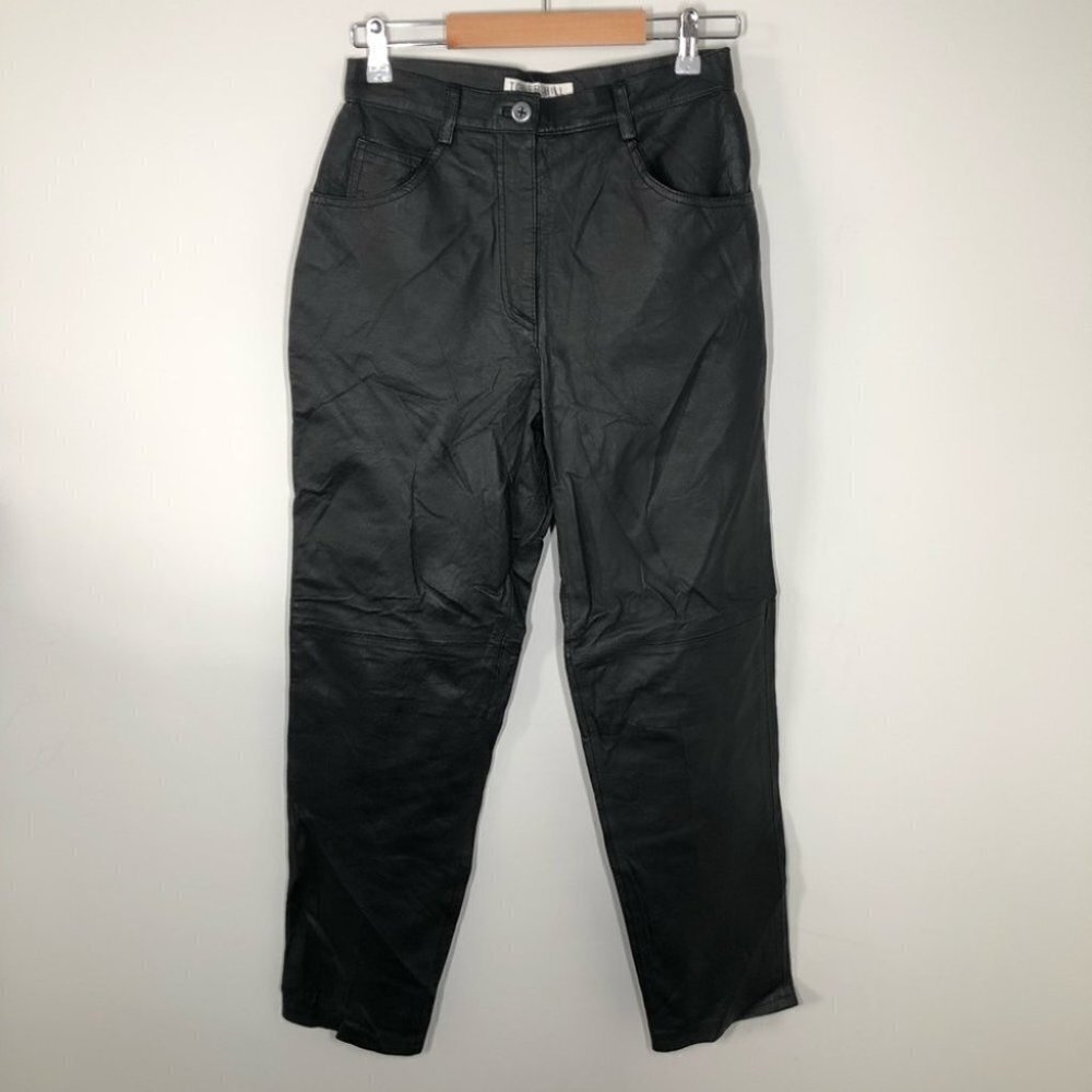 Vintage  Black Leather Pants Mom‎ Jeans Size 8